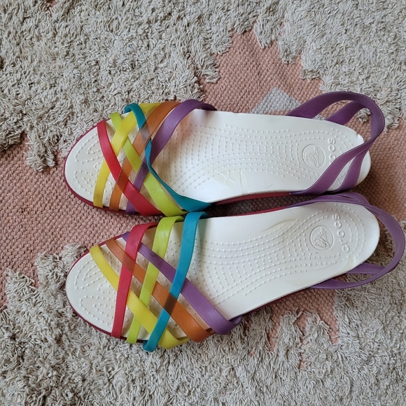 croc rainbow sandals